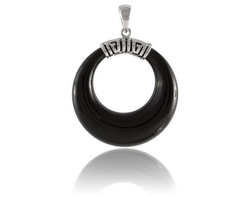 Onyx Prime Hoop Pendant, 925 Sterling Silver